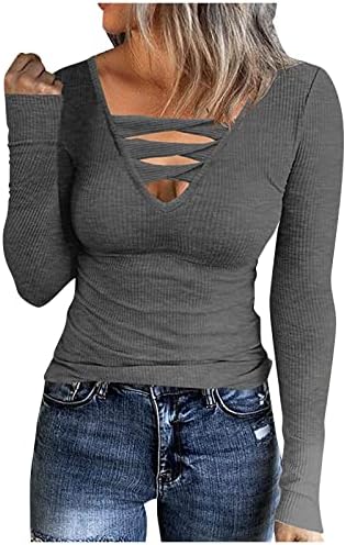 Sexy Y2K Crop Tops para mulheres camisas de manga longa saindo camisas de Henley trabalham com roupas da moda, ginásio confortável