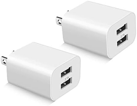 Bloco de carregador de parede USB 2pack Dual Plug Plug Adaptador de carregamento de potência Brick para Apple iPhone 14/13/12/xs