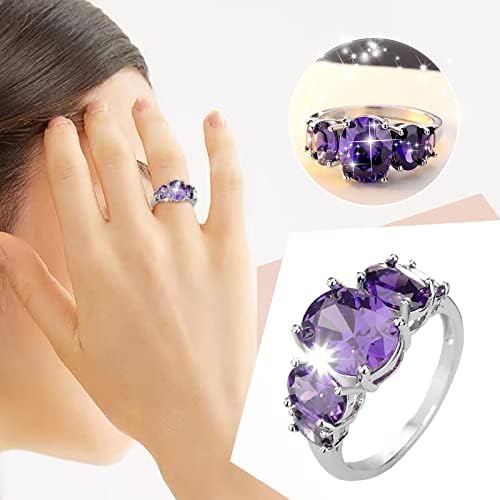 24 anéis brilhantes anéis ajustáveis ​​para mulheres anel de turmalina de ametista popular anel requintado anel simples moda