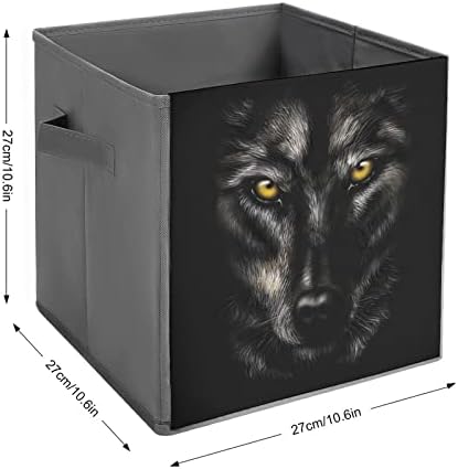 Nudquio Black Wolf Dobring Bins de armazenamento Caixas dobráveis ​​Cubo de tecido Organizador simples com alças para