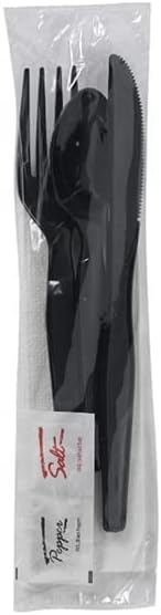 250 pacote de talheres de plástico - Facas de faca para pimenta guardanapo conjuntos de pimenta | Conjuntos de talheres