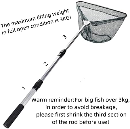 A rede doce de pouso de pesca premium do Gresprier com alça de pólo telescópica, a rede de pesca de alumínio se estende a 50 polegadas, contém 1 saco de rede de coleta de embalagem.