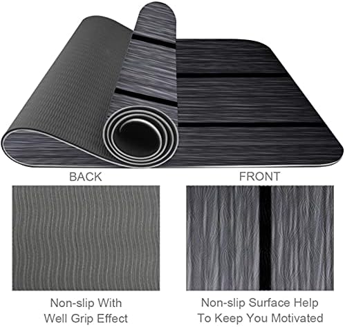Mat de ioga extra grosso de 6 mm, fundo cinza de madeira imprimida e ecologicamente correto TPE TECTS Pilates tape