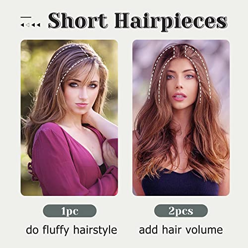 Extensões de cabelo curto Clipe de cabelos humanos S-Noilite 2pcs 6 polegadas Extensões curtas de cabelo humano, adicionando um volume