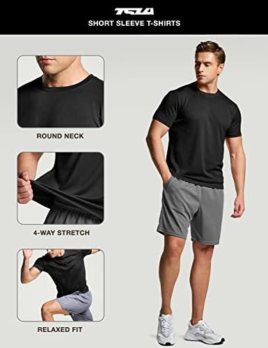 TSLA 1 ou 2 pacote de treino masculino camisetas de corrida, camisetas com umidade seca de umidade, camisetas de manga