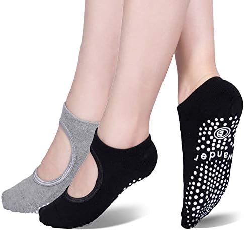 Meias de ioga não deslizam meias com alças de pegadas Pilates Ballet Barre Socks for Women