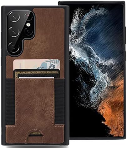 SIMICOO SAMSUNG S23 Ultra Caso Case Couro PU com porta -cartão, Samsung S23 Ultra Wallet Case Elasic Slots Back Leation Drop Protector