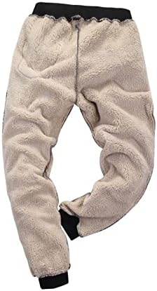 Calça de moletom masculino, calças de lã de inverno masculino sherpa calças ladeadas ativas para corrida de ginástica