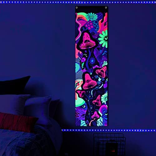 Lyacmy Blacklight Cogumelo UV Reativo de tapeçaria vertical Tapestres Tapeçar