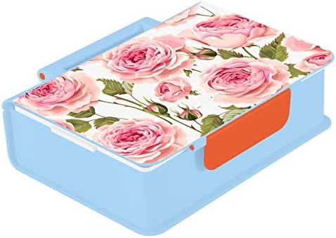 Alaza Roses Rosas Flor Floral Bento lancheira BPA Recipientes de almoço à prova de vazamento sem vazamento com garfo e colher, 1 peça