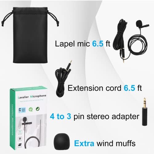 Microfone de lapela lavalier de grau profissional para ULEFONE ARMOR X7 Compatível com telefone para iPhone ou câmera blogging