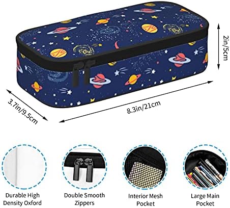 Caixa de lápis Gocerktr Galaxy-Back Caso de grande capacidade Bolsa de caneta com zíperes duplos com compartimentos Multifunction Makeup