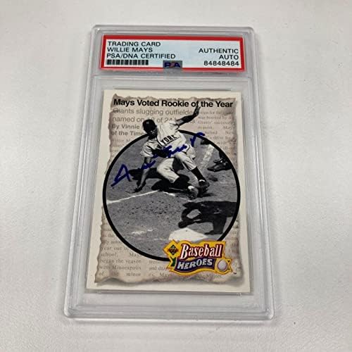 1992 Deck superior Willie Mays Heroes de beisebol assinado Cartão de beisebol PSA DNA - MLB Cartões de beisebol autografados