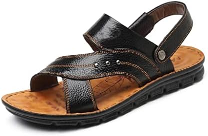 LSDJGDDE Men's Summer Sapatos de praia casual Sandálias respiráveis ​​de couro Tide Sandálias romanas sandálias de couro