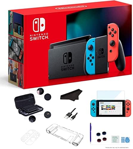 O mais novo console Nintendo Switch de 32 GB com neon azul e neon vermelho Joy-Con, tela multi-touch 1280x720, WiFi, Bluetooth, HDMI