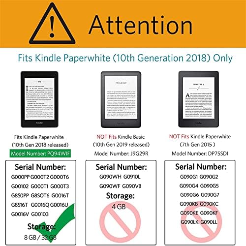 Caixa de 6 polegadas com alça de mão para o Kindle Paperwhite 10º lançado em 2018, modelo PQ94WIF, capa à prova d'água com sono de acordar automático