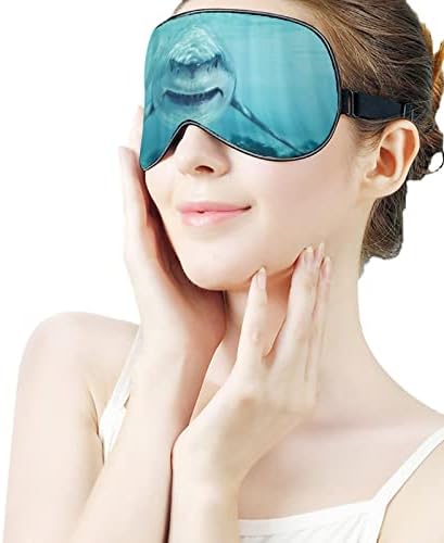 Lynarei Sleeping Mask White Shark Sleep Máscara de olhos vendados com cinta ajustável Ocean macio cobertura para bloquear