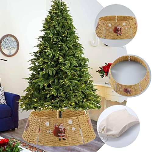 Colarinho de árvore de natal de vime com rações, anel de árvore de Natal natural, colarinhos de árvore de Natal com adesivos