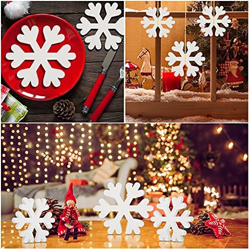 3 peças flocos de neve placa de madeira Snowflake Decorações de madeira Decorações de madeira rústica Ornamentos de floco de neve de Natal Arte de madeira de neve de inverno para parede de varanda de quarto