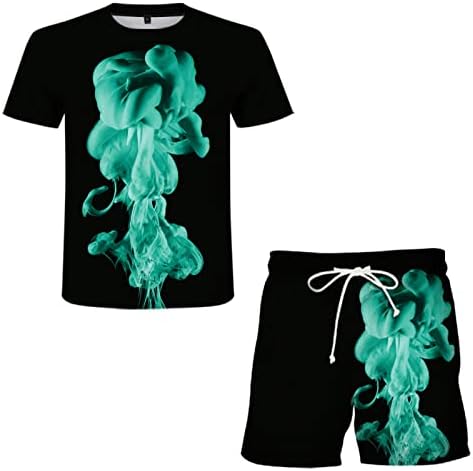 Tamanho do traje de corrida 3D Men's Smoke Fitness de duas peças de verão ao ar livre maiores ternos e conjuntos