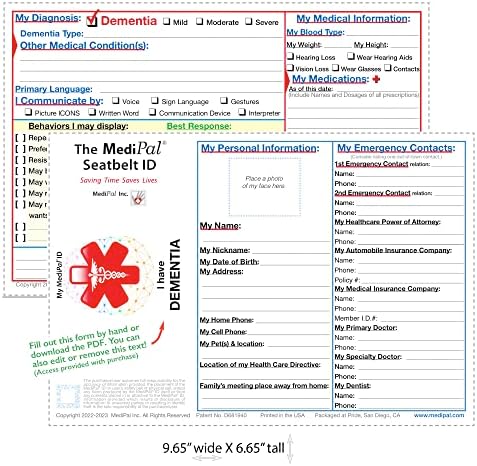 Demência da Medipal/alerta de alerta de Alzheimer tag de cinto de segurança - listar comportamentos comuns, gatilhos,