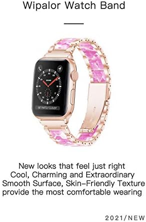 Wipalor Compatível com Apple Watch Band 38mm 40mm 41mm, confortável para mulheres e homens, pulseira fácil ajustável, resina e cinta de aço inoxidável para Iwatch Series 7 6 5 4 3 2 1 SE SE