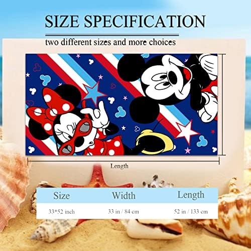 Toalhas de praia de mouse para adultos, toalha de praia de desenho animado Toalha leve de praia- Toalha de praia de verão