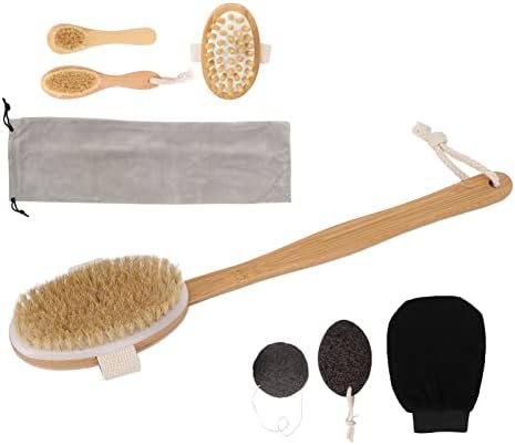Escova de escova seca premium conjunto de pincel para drenagem linfática e tratamento de celulite, escova corporal de cerdas