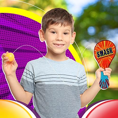 Ja-ru Bola de madeira com cordas Retro Toys Paddle Ball Conjunto | Para crianças, brinquedo de menino e menina | Jogos internos