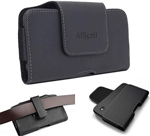 Bolsa Aiscell para iPhone 14 Pro, 14,13, 13 Pro, 12, 12 Pro, 11 Pro, Se Black Leather Bolsa Magnetic Caso Glip Clip Holster {Caixa