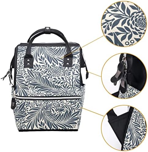 Mochila VBFOFBV Backpack, grandes sacos unissex, pacote de viagem de viagem multiuso para pais de mamãe, folhas de flor verde-verde cinza vintage