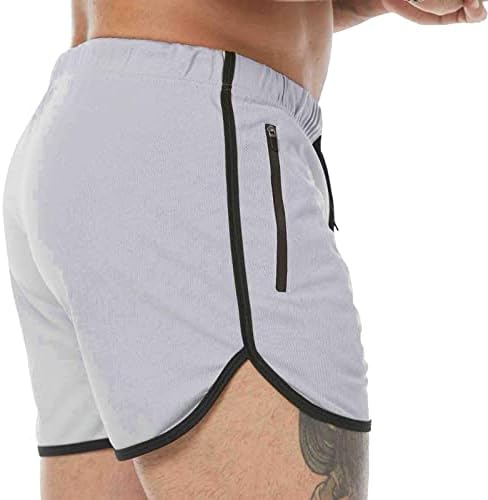 Shorts de ginástica masculinos, treino rápido de exercícios com bolsos com zípers shorts atléticos leves esportivos para homens