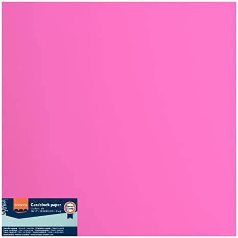 Vaessen Creative Florence Smooth Cardstock Papel, Candy Pink, 216 gramas, 12x12 polegadas, 20 folhas, para scrapbooking,