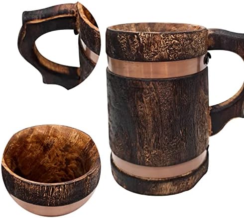 colecionibleblesbuy medieval feito artesanato caneca de madeira caneca antiga marrom marrom ecológico