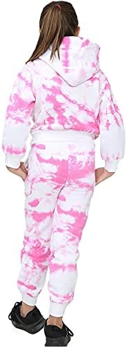A2Z 4 Kids Cropped Tie Dye Tracksuit Hoodie com calça de corrida com algema esportes de roupas ativas para meninas crianças de 5 a
