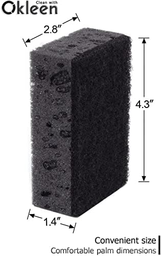 Okleen Black Multi Use Scrub Sponges. Feito na Europa. 18 pacote, 4.3x2.8x1,4 polegadas. Fibra de serviço pesado. Moda durável
