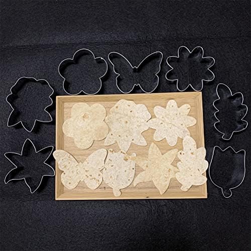 Flor and Leaf Cookie Cutter Set-7 Piece-Daisy, Lily, Rose, Tulipas, Folhas de Oak e Butterfly Fondant Biscui Cutters