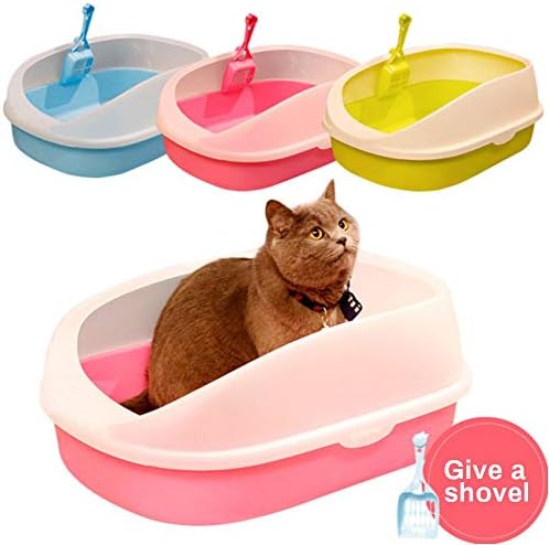 ZRSJ Caixa de areia de gato de gato de pet-vasos elegante e durável, bandeja de gatos à prova de salpicos, calço de gato de cachorro Potty para casa para casa interior fofa multicolor