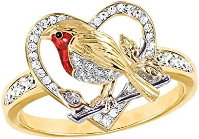 2023 novo anel de pássaro anel vermelho anel de pássaro criativo para mulheres anéis anel de cor de cor