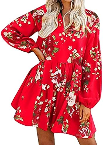 Nokmopo Sweatshirt Dress Women Womentement Casual Cor Solid Color Manga Longa V Dress Vestiço Máxi Vestido Maxi