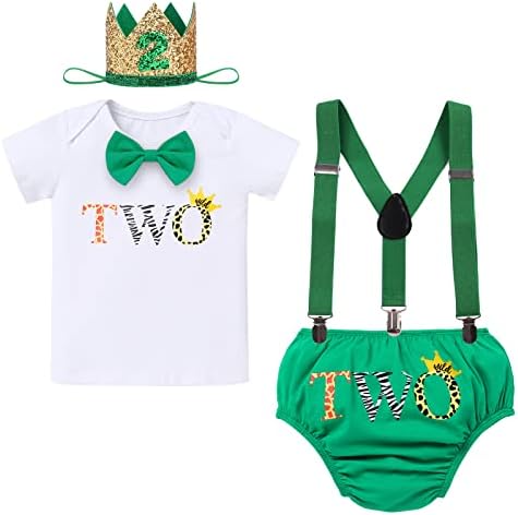 IBTOM CASTLE BEBÊ PRIMEIRO ROUTO DE ROUTO DE ROUS DE Jungina Romper+Shorts+Y-Back Suspenders+Faixa de cabeça 4pcs