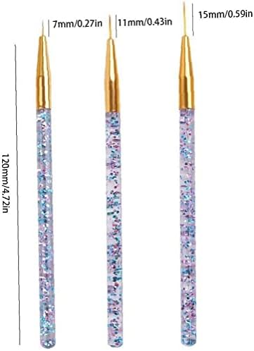 Escovas de unhas de acrílico pincéis de revestimento de arte definido para polonês de caneta manicure ultra fina de desenho de desenho de caves de caneta de caneta 3pcs processados ​​profissionais processados