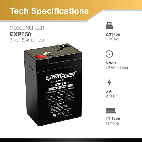 ExpertPower 6V 5Ah SLA Bateria recarregável -2 pacote