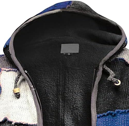 Men's Full Zip maconha Cardigan Cardigan Bloco de malha malha suéter Sweater de mangas compridas Patchwork Sweatshirt malha