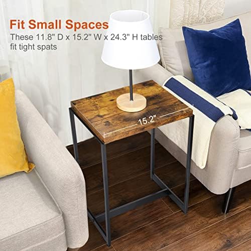 Tabalhas de cabeceiras de 2, 2, 2 mesas laterais estreitas de camada Quarto com prateleira de armazenamento, mesas de cabeceira para quarto, sala de estar, sofá de sofá