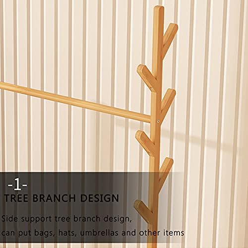 Rack de vestuário de bambu, prateleiras do organizador de armazenamento de roupas, categoria de quarto de quarto multifuncional, montagem fácil, para entrada de quarto em casa, 148x50x35cm, 148x70x35cm, 148x100x35cm