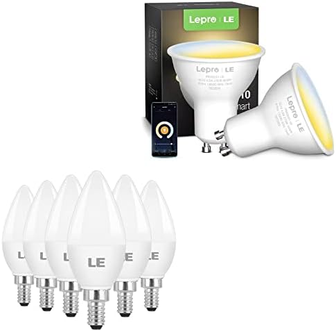 Pacote Lepro - 2 itens E12 lâmpadas de candelabra LED e 2 pacote de lâmpadas LED Smart GU10