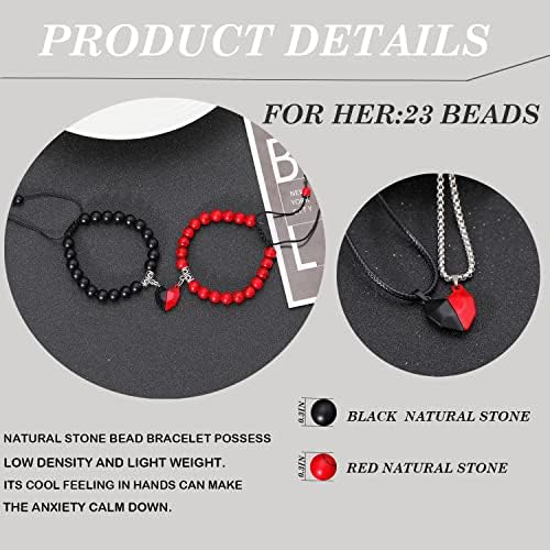 ZnBoh 4pcs Casais Bracelets Colar de colar para homens homens que combinam pulseiras Colares Casais de colar de coração magnético Bracelete