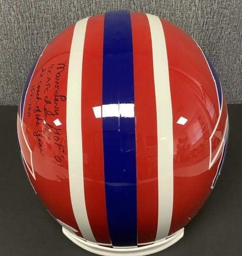 Marv Levy assinou réplica de capacete de futebol em tamanho real Stats Stats Autograph Hof JSA - Capacetes NFL autografados