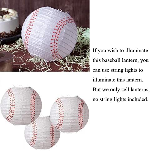 Easy Joy Joy 12 '' Papel de beisebol lanternas esportes equipes de beisebol pendurado decorações de festa de softbol